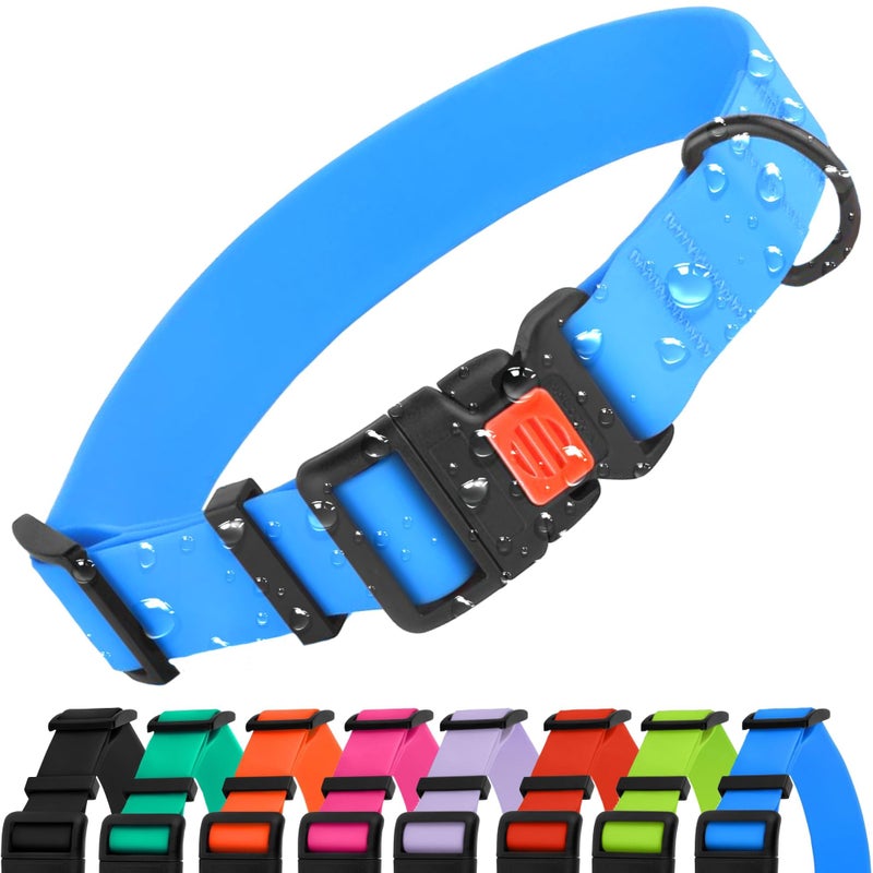 CollarDirect Waterproof Dog Collar - Silicone, Plastic Collar, Odor-Resistant, Easy to Clean, for Large, Medium, Small Dogs - Adjustable Collar with Breakaway Buckle (Neck Fit 10"-13", Blue) - Image 1